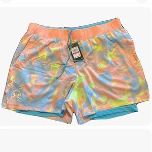 Men's Under Armour UA Iso-Chill Up The Pace 2-in-1 Printed Shorts Size 2XL NEW